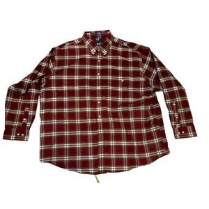 Towncraft‎ Shirt Xxl Long Sleeve Red Plaid Wrinkle Free Button Holiday workwear
